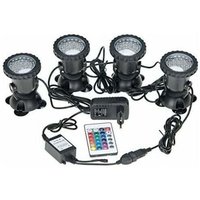 Wasserdichte RGB-Unterwasser-Aquarium-Scheinwerfer mit Fernbedienung für Gartenteich, Aquarium, Schwimmbad, UK-Stecker (4er-Pack Lichter) von ALOVEZ