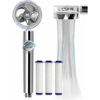 Wassersparende Hochdruckdusche, 360 Grad drehbarer Propeller-Handbrausekopf mit Filter, Turbo-Spa-Duschkopf mit Ventilator und Schalter (Silber) von ALOVEZ