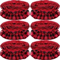 Weihnachtsbaum-Bandgirlande, Buffalo Plaid, Weihnachtsschmuck, 9 Fuß x 6 Rollen, rot und schwarz, Buffalo Plaid, Stoff-Baumbandgirlande, Weihnachtsbaum-Bandgirlande, Buffalo Plaid, Weihnachtsschmuck, 9 Fuß x 6 Rollen, rot und schwarz, Buffalo Plaid, Stoff-Baumbandgirlande, von ALOVEZ