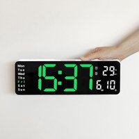 Alovez - Weiße Muschel Grünes Licht 13 Zoll große digitale Wanduhr mit einstellbarer Helligkeit led Digitaluhr von ALOVEZ