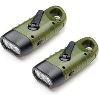 Wiederaufladbare Solar-Taschenlampe (2er-Pack), LED-Notfall-Dynamo-Handkurbel-Taschenlampe mit Karabiner zum Wandern, Reisen, Camping, Klettern, von ALOVEZ