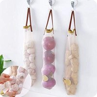 Alovez - Wiederverwendbare Aufbewahrungsbeutel aus Netzgewebe für Obst und Gemüse – für Knoblauch, Zwiebeln, Kartoffeln, Lebensmittel, 3er-Pack, Beige von ALOVEZ