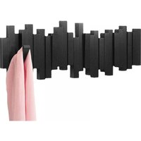 schwarze Wandgarderobe mit 5 Klapphaken von ALOVEZ