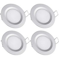 x 12 V LED-Einbaustrahler, 58–65 mm Loch, 3 W, 6400 K, Einbau-Deckenleuchte für Wohnmobil, Boot, Wohnwagen, Van, Yacht, Kaltweiß (Silber-Finish) von ALOVEZ