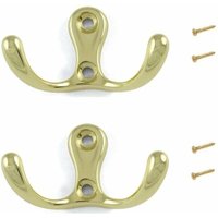 x Doppelhaken aus Metall in antikem Messing mit Gold-Finish, mit Schrauben, Wandgarderobe für Küche und Bad, Handtuchhalter, Tasche, abgedeckte von ALOVEZ