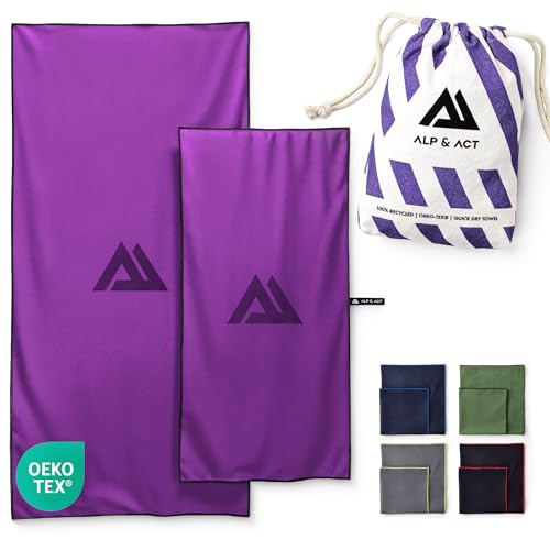 ALP & ACT Mikrofaser Handtuch 2er Set - 100% Recycelt - EXTRA KOMPAKT & leicht - 150x70 cm + 100x50 cm - als Reisehandtuch, großes Strandtuch, Sporthandtuch - Microfaser Handtücher inkl. Beutel - pink ALP & ACT Mikrofaser Handtuch 2er Set - 100% Recycelt - EXTRA KOMPAKT & leicht - 150x70 cm + 100x50 cm - als Reisehandtuch, großes Strandtuch, Sporthandtuch - Microfaser Handtücher inkl. Beutel - pink von ALP & ACT