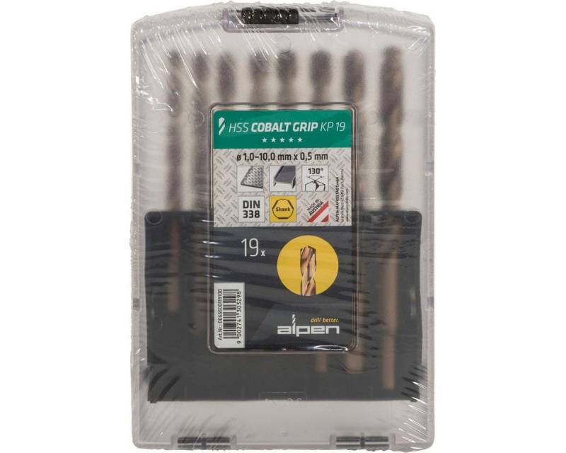 ALPEN-MAYKESTAG Mehrzweckbohrer Kassette HSS Cobalt GRIP 3 -kant KP 19, 1-10x0.5 von ALPEN-MAYKESTAG