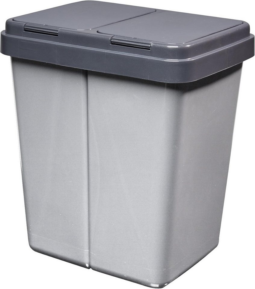 ALPFA Mülleimer Mülltrennsystem Duo Bin #3 Müllsortierer Doppel Mülltonne Abfalleimer, 2 x 25 Liter Fassungsvermögen / Made in Europe von ALPFA