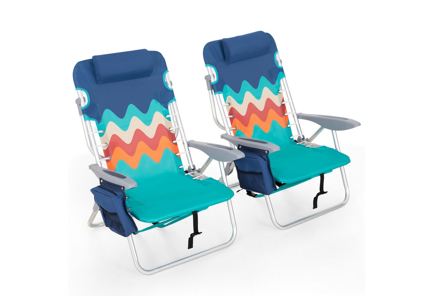 ALPHA CAMP Klappstuhl (Strandstuhl 2er Set), Strandstühle 2er Set Leichte Tragbare Liege Strandkorb 113 kg von ALPHA CAMP