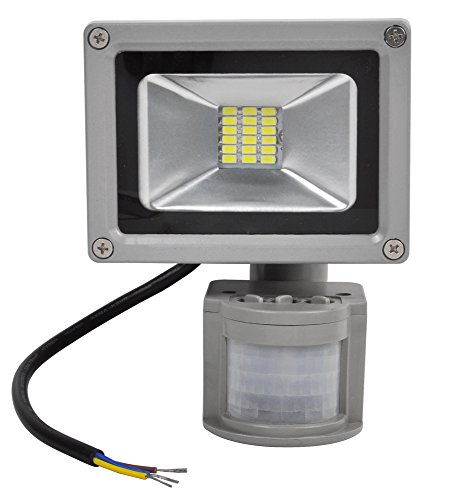 20W LED SMD Strahler Fluter Außen Flutlicht Strahler mit PIR Bewegungsmelder Fluter Wasserdicht IP65 Aluminiumkörper Grau Kaltweiß AC 85~265V von Greenmigo