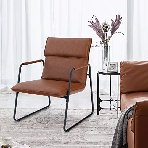 ALPHA HOME Retro Sessel Wohnzimmer Akzent Stuhl Loungesessel Einzelsessel Sofastuhl Relaxsessel mit Metallgestell für Home Office Studie Schlafzimmer,Braun von ALPHA HOME