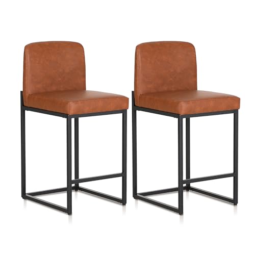 ALPHA HOME Barhocker 2er Set Barhocker mit Lehne Pu-Leder Küchenhocker Barstuhl 2er Set mit Fußstütze für Küchentheke Stabiler Metallstahlrahmen, Braun ALPHA HOME Barhocker 2er Set Barhocker mit Lehne Pu-Leder Küchenhocker Barstuhl 2er Set mit Fußstütze für Küchentheke Stabiler Metallstahlrahmen, Braun von ALPHA HOME