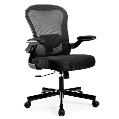 ALPHA HOME Bürostuhl Ergonomischer Schreibtischstuhl mit Lendenwirbelstütze, Höhenverstellbar, Bürostühle aus Netzgewebe mit Hochklappbaren Armlehnen, Schwingende Rückenlehne für das Home Office von ALPHA HOME