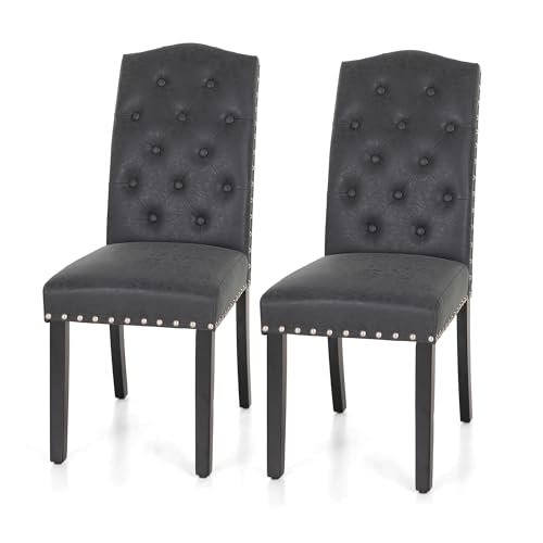 ALPHA HOME Esszimmerstühle 2er Set, Küchenstuhl Polsterstuhl mit hoher Rückenlehne Stühle mit Massivholzbeinen, gepolsterte Sitzfläche aus Kunstleder, Black ALPHA HOME Esszimmerstühle 2er Set, Küchenstuhl Polsterstuhl mit hoher Rückenlehne Stühle mit Massivholzbeinen, gepolsterte Sitzfläche aus Kunstleder, Black von ALPHA HOME