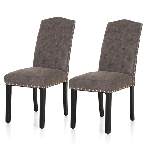 ALPHA HOME Esszimmerstühle 2er Set, Küchenstuhl Polsterstuhl Wohnzimmerstuhl mit hoher Rückenlehne Stühle mit Massivholzbeinen, gepolsterte Sitzfläche aus Kunstleder, Grau ALPHA HOME Esszimmerstühle 2er Set, Küchenstuhl Polsterstuhl Wohnzimmerstuhl mit hoher Rückenlehne Stühle mit Massivholzbeinen, gepolsterte Sitzfläche aus Kunstleder, Grau von ALPHA HOME