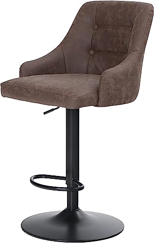 ALPHA HOME Höhenverstellbarer Drehbarer Barhocker Barstuhl Thekenhocker PU Leder mit Rückenlehne und Fußstütze Umarmungsgefühl Thekenhocker für Küche Café Büro von ALPHA HOME