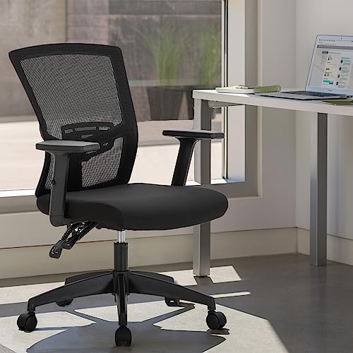Alpha Home Bürostuhl Ergonomischer Schreibtischstuhl mittlere Rückenlehne, Computer-Arbeitsstuhl mit atmungsaktivem Mesh verstellbaren Armlehnen, Heimbüro von ALPHA HOME