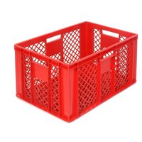 Alpha Eurobox aus PE, Bäckerkiste mit durchbrochenen Wänden, HxBxT 320 x 400 x 600 mm, rot Alpha Eurobox aus PE, Bäckerkiste mit durchbrochenen Wänden, HxBxT 320 x 400 x 600 mm, rot von ALPHA Paletten