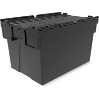 Alpha Eurobox aus PP-Regranulat mit Klappdeckel, schwarz, 65 Liter, HxBxT 365 x 600 x 400 mm von ALPHA Paletten