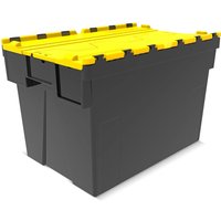 Alpha Eurobox aus PP-Regranulat mit Klappdeckel, schwarz/gelb, 77 Liter, HxBxT 400 x 600 x 400 mm von ALPHA Paletten