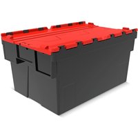 Alpha Eurobox aus PP-Regranulat mit Klappdeckel, schwarz/rot, 56 Liter, HxBxT 310 x 600 x 400 mm von ALPHA Paletten