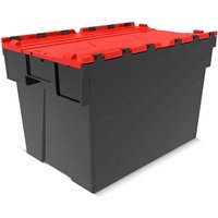 Alpha Eurobox aus PP-Regranulat mit Klappdeckel, schwarz/rot, 77 Liter, HxBxT 400 x 600 x 400 mm von ALPHA Paletten