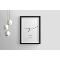 Ja Mural Art Print | Personalized With Names & Date For The Bride Groom Couple Wedding Gift Rings Wall von ALPHA24SERVICES