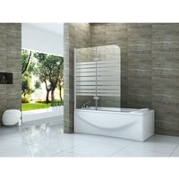 Duschtrennwand duo-stripes 120 x 140 (Badewanne) - Klarglas, von ALPHABAD