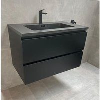 Badmöbel Unterschrank FLAT 80 (matt-schwarz) von ALPHABAD