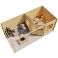5-Eck Gartenhaus Mosel Gartenhaus aus Holz in Pinie, Holzhaus mit 40 mm Wandstärke inklusive Terrasse, Blockbohlenhaus mit Montagematerial - Alpholz von ALPHOLZ