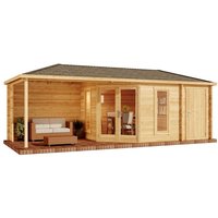 Alpholz - 5-Eck Gartenhaus Liwa mit Anbau Gartenhaus aus Holz, Holzhaus mit 40 mm Wandstärke inklusive Terrasse, Blockbohlenhaus mit Montagematerial Alpholz - 5-Eck Gartenhaus Liwa mit Anbau Gartenhaus aus Holz, Holzhaus mit 40 mm Wandstärke inklusive Terrasse, Blockbohlenhaus mit Montagematerial von ALPHOLZ