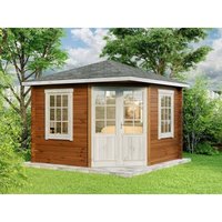 5-Eck Gartenhaus Modell Monica Gartenhaus aus Holz in Grau, Holzhaus mit 40 mm Wandstärke, Blockbohlenhaus mit Montagematerial Imprägniert Grau 5-Eck Gartenhaus Modell Monica Gartenhaus aus Holz in Grau, Holzhaus mit 40 mm Wandstärke, Blockbohlenhaus mit Montagematerial Imprägniert Grau von ALPHOLZ