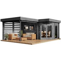 5-Eck Gartenhaus Pepe Optima Gartenhaus aus Holz in Grau, Holzhaus mit 40 mm Wandstärke, Blockbohlenhaus mit Montagematerial - Alpholz von ALPHOLZ