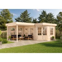 Alpholz 5-Eck Gartenhaus Pepe Gartenhaus aus Holz, Holzhaus mit 28 mm Wandstärke inklusive Terrasse, Blockbohlenhaus mit Montagematerial von ALPHOLZ