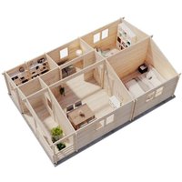 Garten-und Freizeithaus Almeria Blockhaus aus Holz in Braun, Holzhaus mit 68 mm Wandstärke inklusive Terrasse Blockbohlenhaus - Alpholz von ALPHOLZ