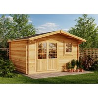 Alpholz - Garten- und Gerätehaus Roger-34 Imprägniert Gartenhaus aus Holz in Braun, Holzhaus mit 34 mm Wandstärke, Blockbohlenhaus mit von ALPHOLZ