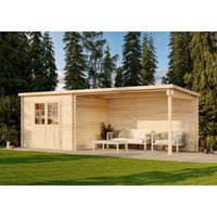 Gartenhaus Brilon 28-A Gartenhaus aus Holz , Gartenhütte mit 28 mm Wandstärke inklusive Terrasse Geräteschuppen - Naturbelassen - Alpholz von ALPHOLZ