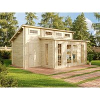 Gartenhaus Lausitz-40 iso aus Massiv-holz, Gerätehaus Garten Holzhaus inkl. Montagematerial, Geräteschuppen 570 x 420 cm mit Pultdach, 70 mm von ALPHOLZ