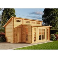 Gartenhaus Lausitz-40 iso aus Massiv-holz, Gerätehaus Garten Holzhaus inkl. Montagematerial, Geräteschuppen 570 x 420 cm mit Pultdach, 70 mm von ALPHOLZ