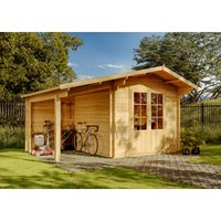 Alpholz Gartenhaus Modell Anna-44 ISO mit Seitendach Gartenhaus aus Holz in Braun, Holzhaus mit 44 mm Wandstärke inklusive Schleppdach, von ALPHOLZ