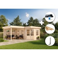 Alpholz - Gartenhaus Set 5-Eck Pepe Imprägniert Pinie 618x462cm inkl. Dacheindeckung und Fußboden von ALPHOLZ