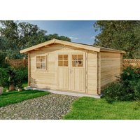 Gartenhaus Valerie-28 mit Fußboden aus Holz, Gerätehaus 428x427, 14,5 m², 28 mm Wandstärke - Imprägnierung Pinie - Braun von ALPHOLZ