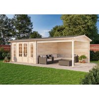 Gartenhaus Freiburg aus Massiv-holz, Gerätehaus mit 44 mm Wandstärke, Garten Holzhaus, Geräteschuppen Größe: 755 x 399 cm, Mit einfacher Doppeltür, von ALPHOLZ