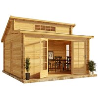 Alpholz Gartenhaus Lausitz iso Gartenhaus aus Holz in Pinie, Holzhaus mit 70 mm Wandstärke, Blockbohlenhaus mit Montagematerial von ALPHOLZ