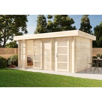 Carlsson Gartenhaus Modern-E aus Holz Gartenhütte fsc zertifiziert Geräteschuppen, 28 mm Wandstärke, Imprägnierung (Pinie) - Naturbelassen von ALPHOLZ
