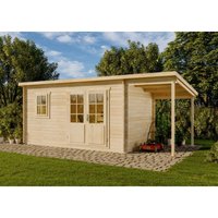 Carlsson Gartenhaus York mit Schleppdach aus Holz Gartenhütte mit Schleppdach Geräteschuppen , 28 mm Wandstärke, Naturbelassen - Naturbelassen von ALPHOLZ