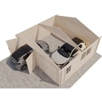 Doppelgarage Modell d Garage aus Holz, Unterstellplatz mit 70 mm Wandstärke Fertiggarage - Alpholz von ALPHOLZ
