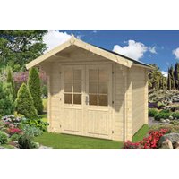 Gartenhaus Lena-44 iso Gartenhaus aus Holz, Holzhaus mit 44 mm Wandstärke fsc zertifiziert, Blockbohlenhaus mit Montagematerial - Naturbelassen von ALPHOLZ