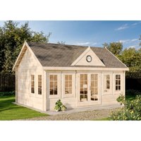 Gartenhaus clockhouse® xl Gartenhaus aus Holz in Braun, Holzhaus mit 70 mm Wandstärke, Blockbohlenhaus mit Montagematerial Imprägniert Braun - Alpholz von ALPHOLZ