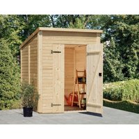 Geräteschuppen Lotta 3,1 m2 Gerätehaus aus Holz in Naturbelassen Geräteschrank Wandstärke: 16 mm Gartenhaus - Naturbelassen - Alpholz von ALPHOLZ